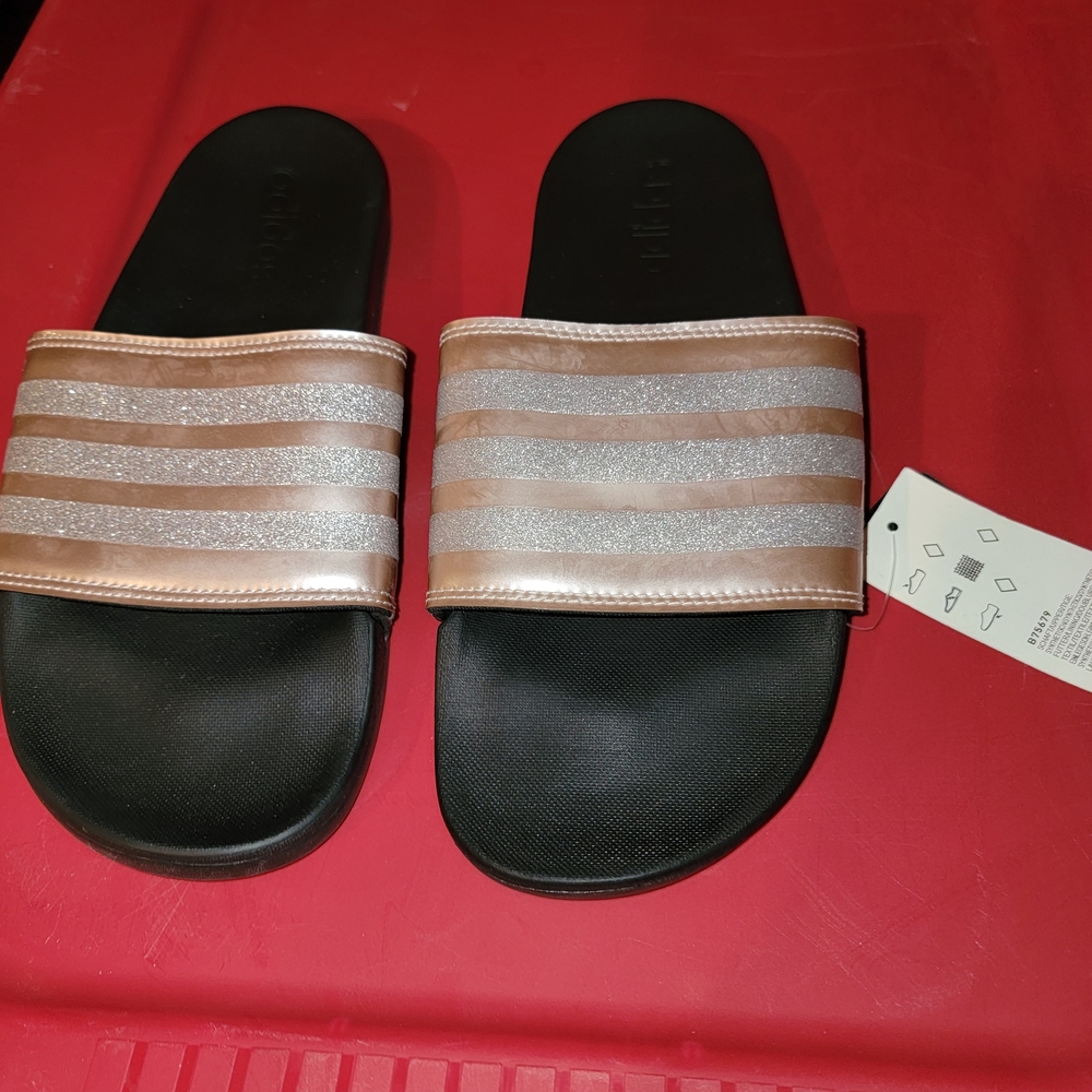 adidas Black and Gold Women's Sandals
